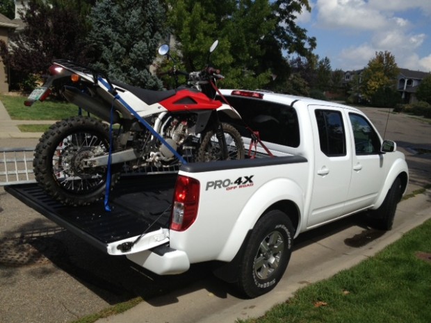 2012 nissan frontier crew cab pro-4x with motorcycle