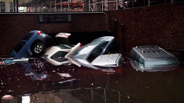 hurricane sandy flooded cars perfect storm