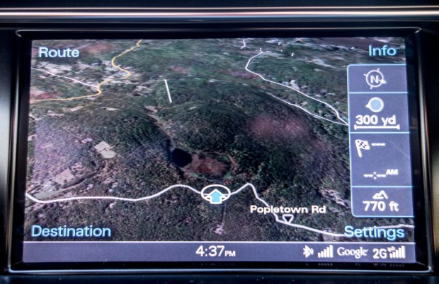 Audi's navi harnessing the goodness of Google Earth.