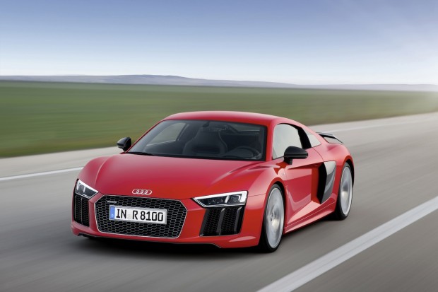 2016, audi, r8, v10, plus, red