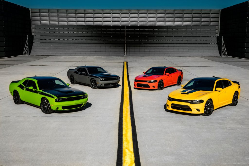2017 Dodge Challenger T/A, 2017 Dodge Challenger T/A 392, 2017 Dodge Charger Daytona 392 and 2017 Dodge Charger Daytona (from left to right)