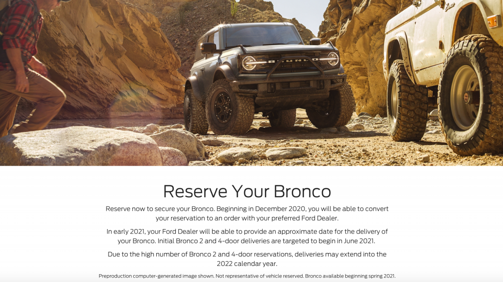 Update 2021 Ford Bronco Deliveries Now Targeted To Begin In